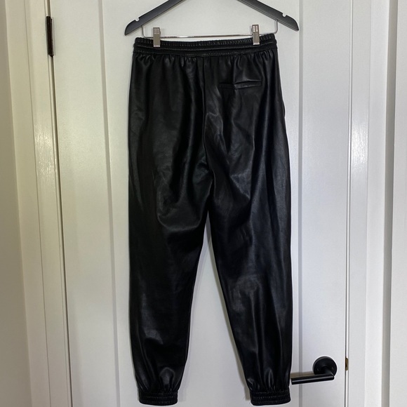 Zara Faux Vegan Leather Jogger Trousers Pants - Picture 11 of 14